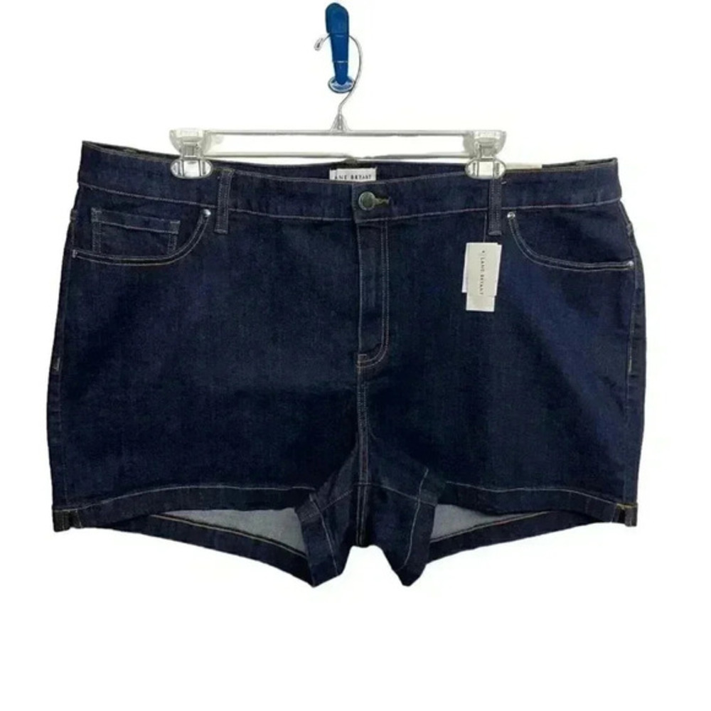Lane Bryant Size 28 Signature Fit Midi Shorts Mid-Rise Denim Dark Wash
